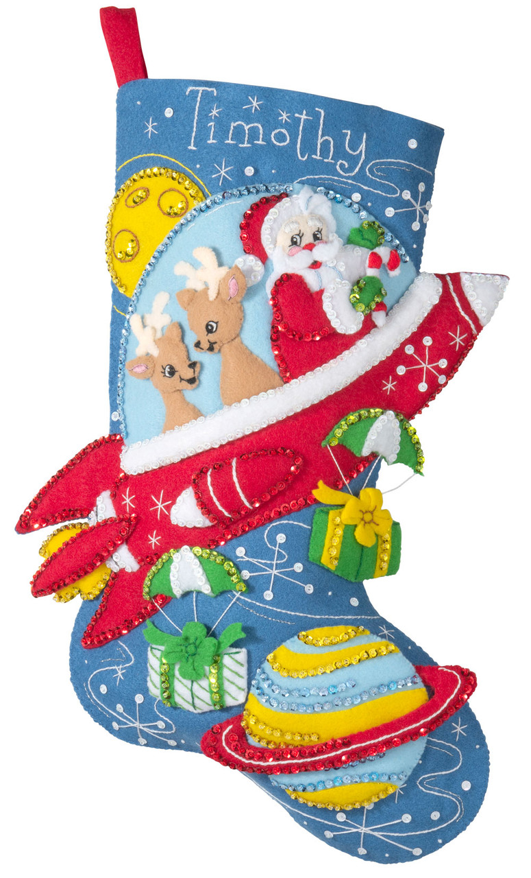 Airplane Santa Bucilla Christmas Stocking Kit
