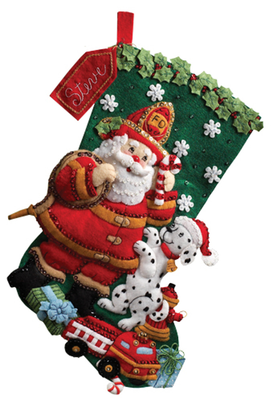 Fireman Santa Bucilla Christmas Stocking Kit