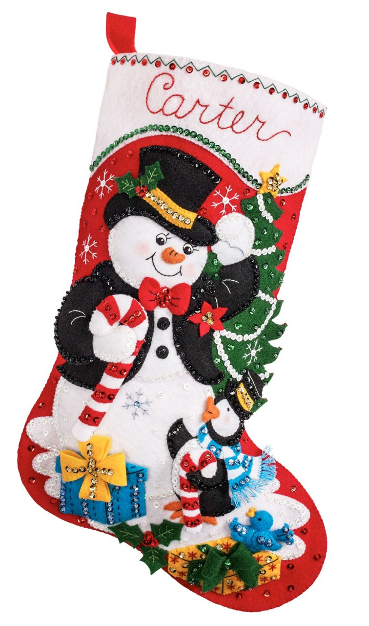 Dapper Snowman Bucilla Christmas Stocking Kit