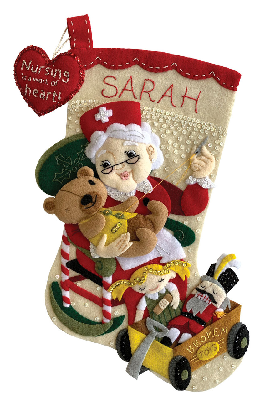 North Pole Nurse 18 Felt Christmas Stocking Kit