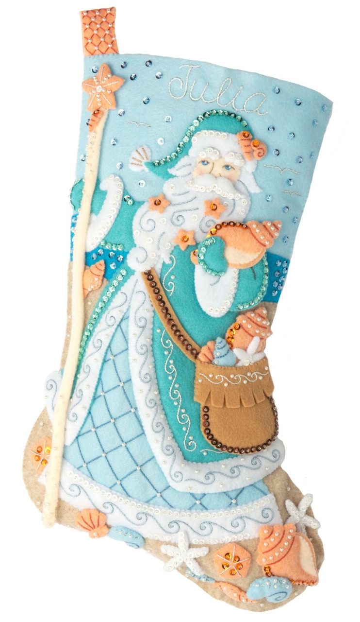 Bucilla Felt Stocking Applique Kit 18 Long Seashore Santa