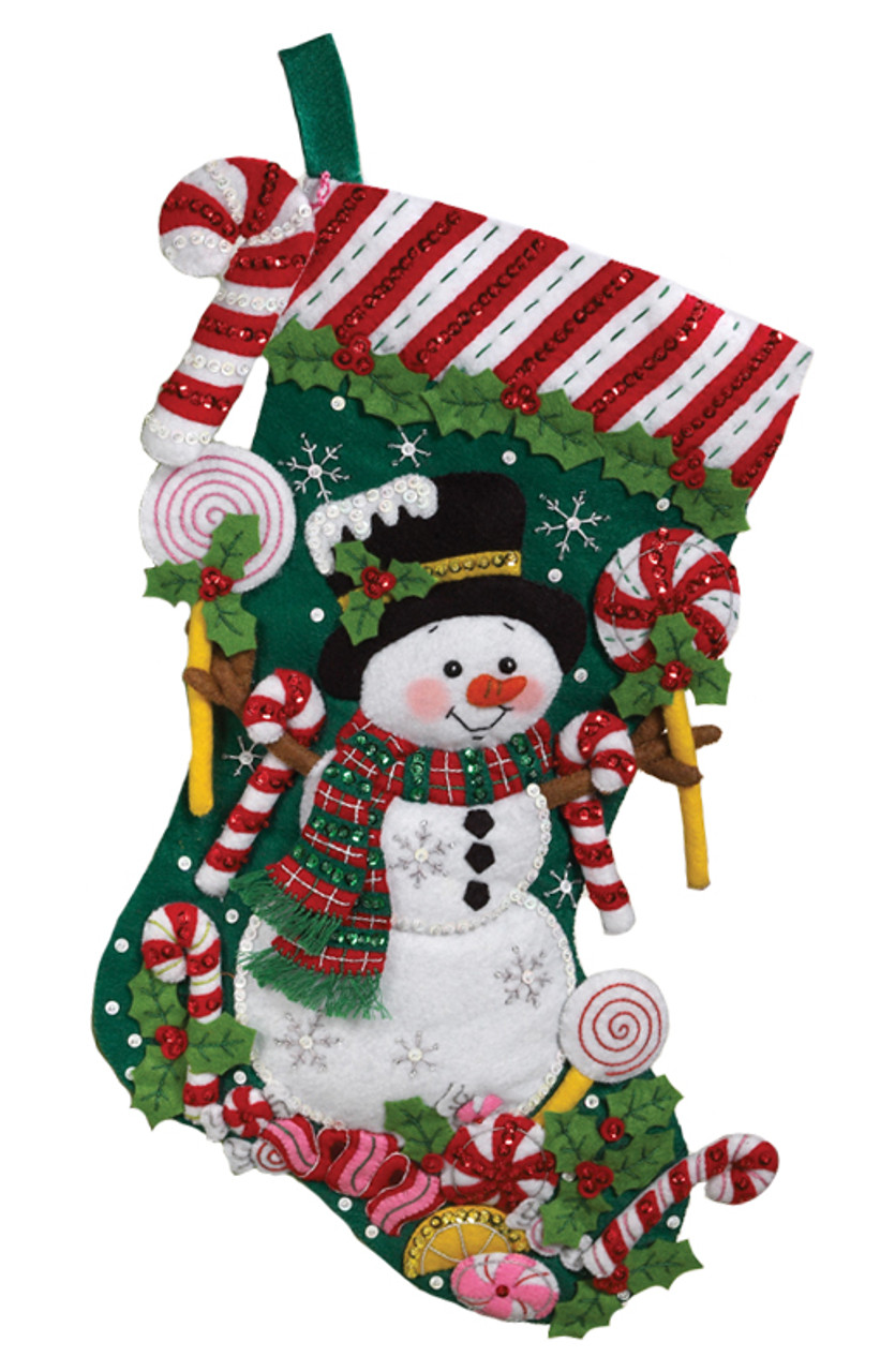 Bucilla Our Family 18 Felt Christmas Stocking Kit 86141 Snowman, Mrs.  Frosty DIY 