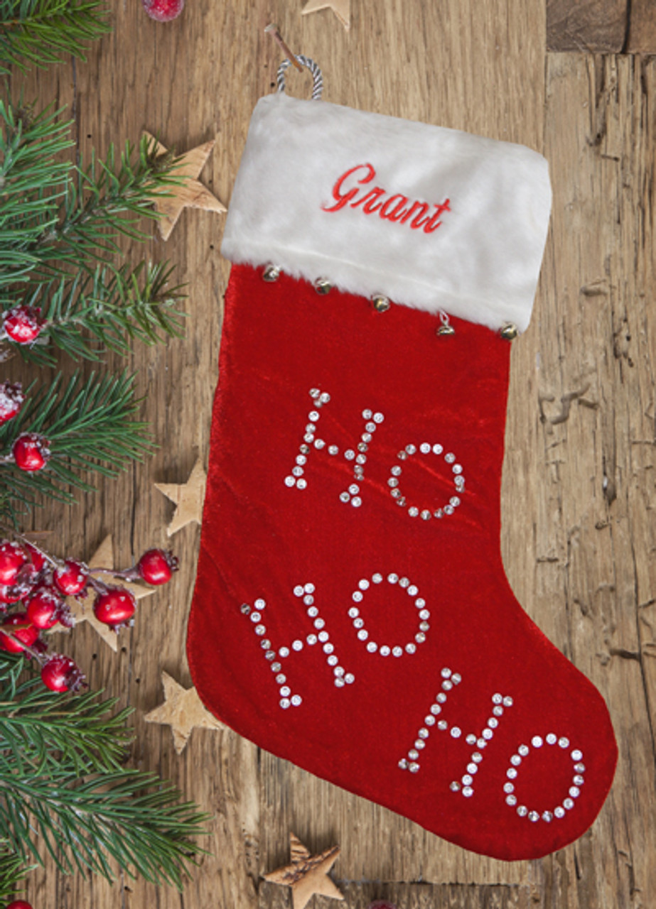 Bells Red Felt Personalized Christmas Stocking