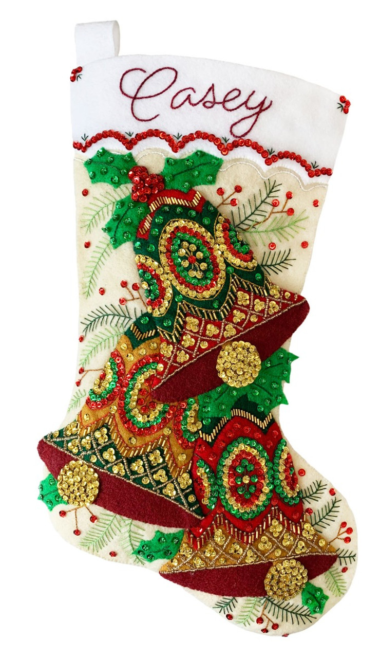 Red Christmas stocking - Beaded cross stitch picture kit