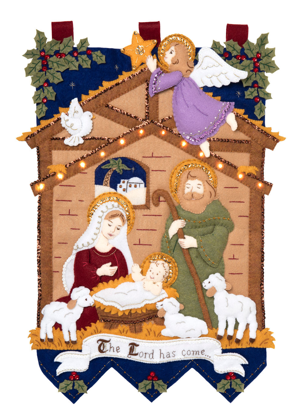 Kit Bucilla Decorazioni Natalizie In Feltro - Set Da 3 Ornamenti A Forma Di Uccello Con Paillettes E Perline, Fai Da Te