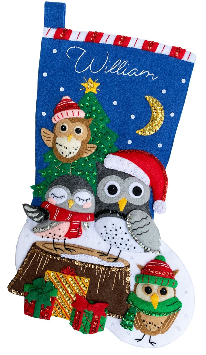 Festive Owls Felt Stocking Kit MerryStockings