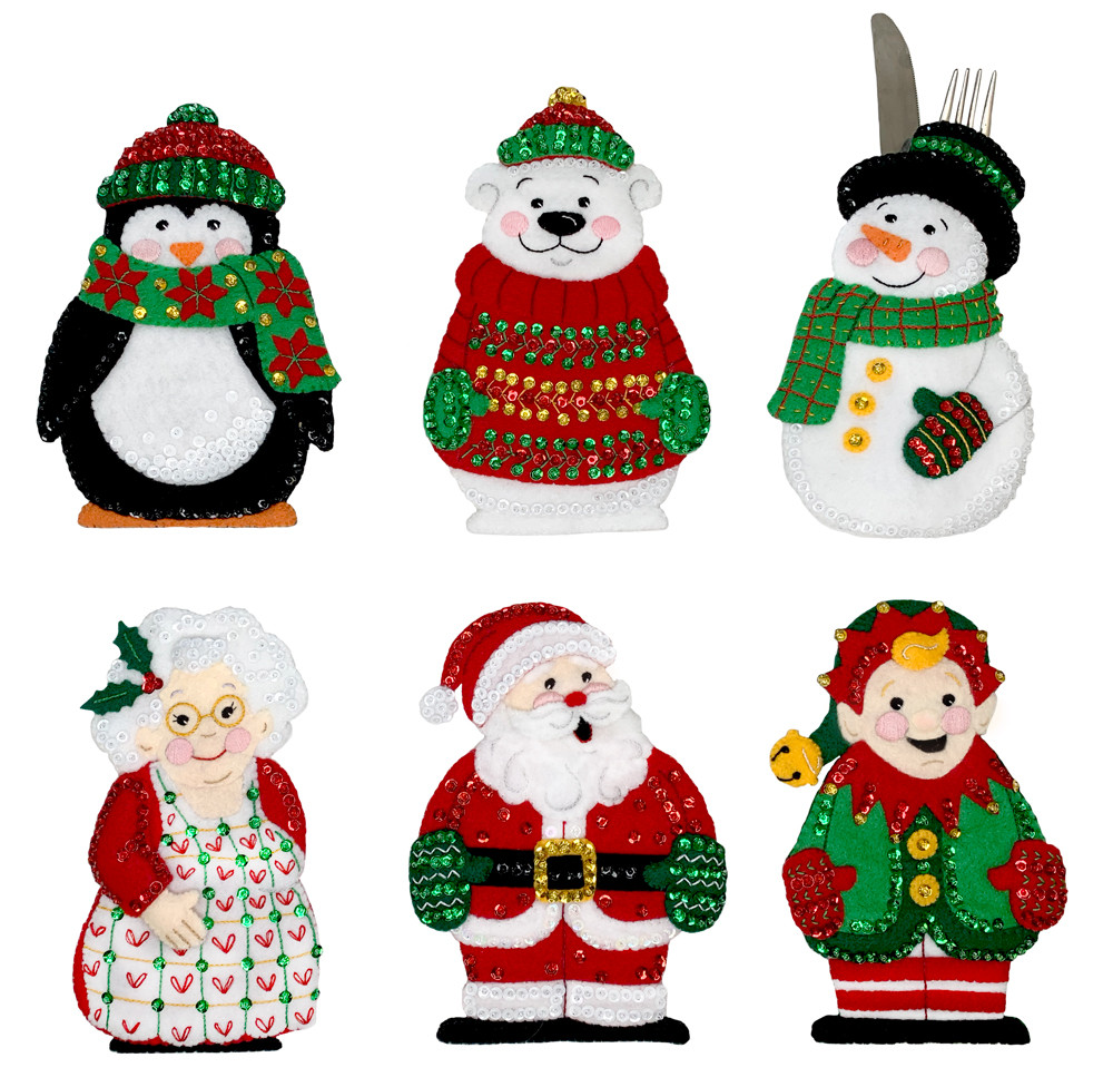 Christmas Silverware Holders felt kit from MerryStockings set of 6
