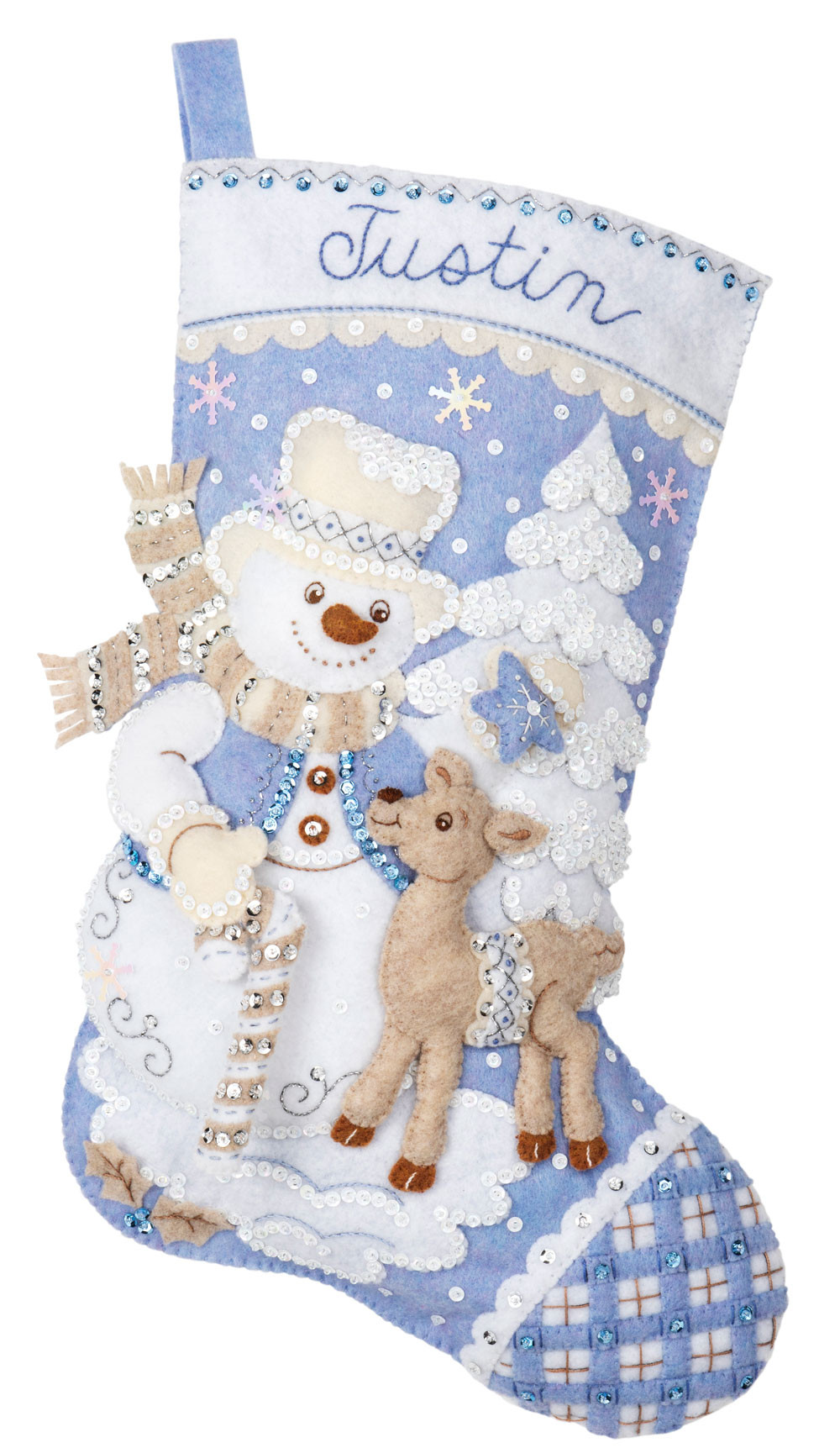 Bucilla Snowman Stocking Kit | Felt Applique Christmas Stocking Craft Kit