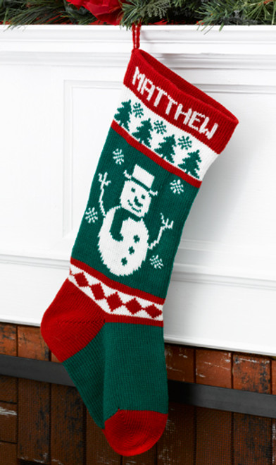 Wool Christmas Stocking Diamond Frosty Snowman