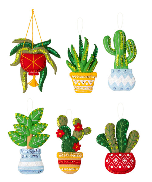 Holiday Houseplants Bucilla felt ornament kit (set of 6)