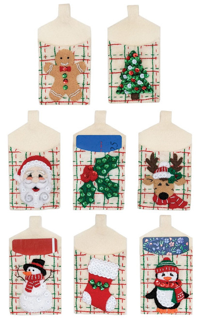 Gift Card Holders MerryStocking Felt Ornament Kit (set of 8) Bucilla