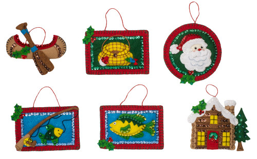Santa's Lodge Bucilla Ornament Set (6 pieces)