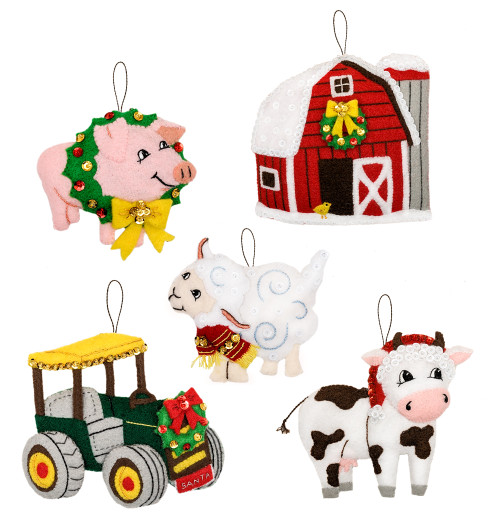 Christmas on the Farm MerryStockings Felt Ornament Kit (set of 5)