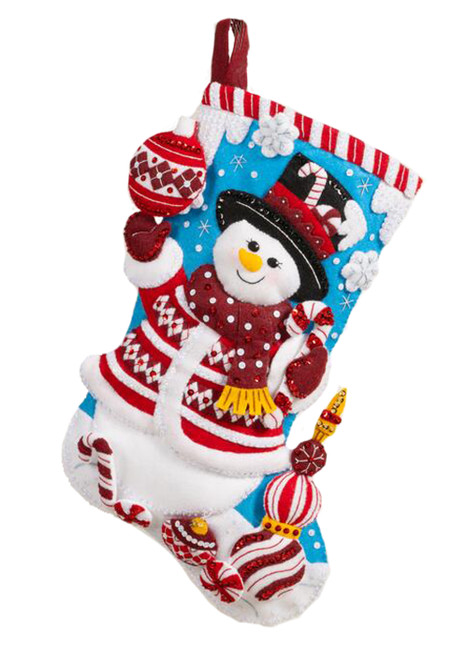 Peppermint Snowman Bucilla Felt Stocking Kit