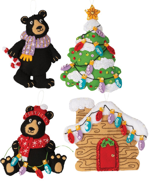 Holiday Black Bears Bucilla felt ornament kit, from MerryStockings 2023 GROUP