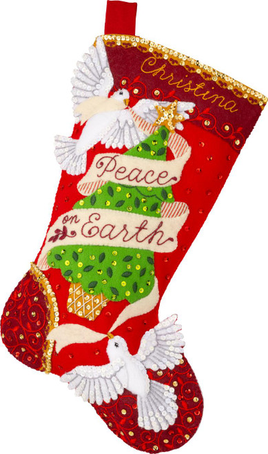 Peaceful Doves Bucilla felt stocking kit from MerryStockings available at MerryStockings