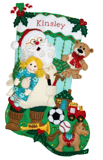 MerryStockings Toymaker felt stocking kit, similar to Bucilla