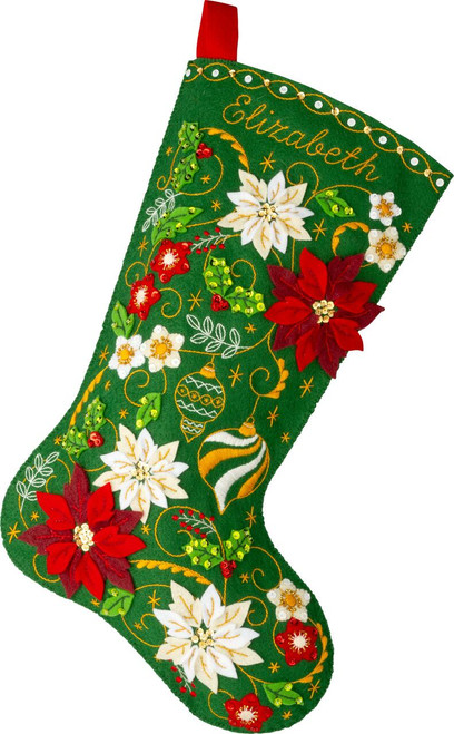 Poinsettia Elegance Bucilla felt stocking kit from MerryStockings, new for 2024