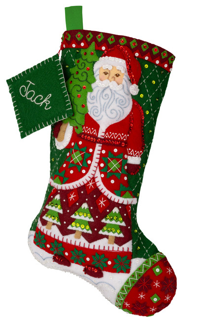 Santa's Quilted Delight Bucilla Felt Christmas Stocking Kit