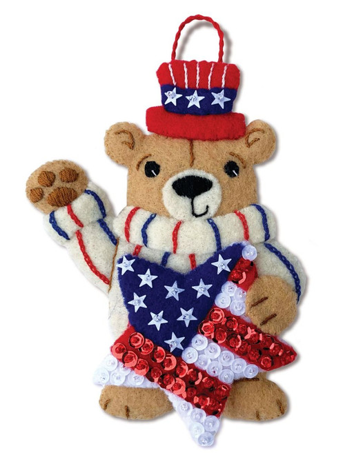 MerryPatterns by MerryStockings | Patriotic Bear Felt Ornament Pattern (Digital Download)