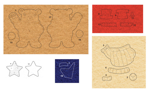 MerryPatterns by MerryStockings | Patriotic Bear Felt Ornament (Stamped Felt)
