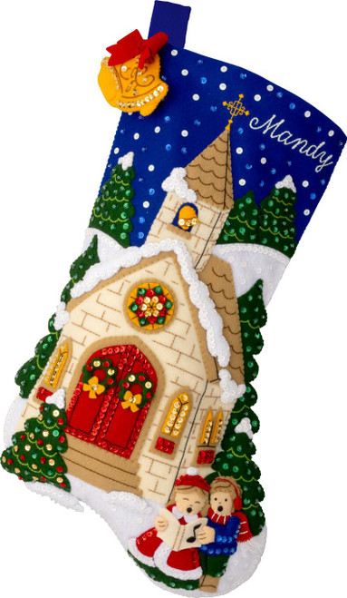 Bucilla Filzstrumpf-Set „Holzfäller Weihnachtsmann“ – 45,7 Cm, Inkl. Stickmaterial
