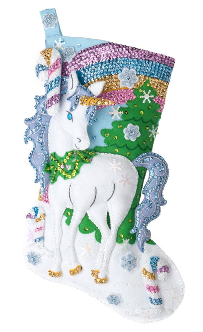 Santa's Unicorn Bucilla Christmas Stocking Kit available at MerryStockings