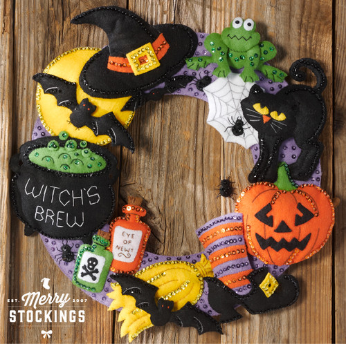 Witch's Brew Bucilla Felt Applique Wreath Kit