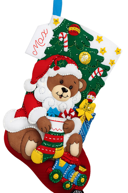 Teddy Bear Santa Bucilla Christmas Stocking Kit available at MerryStockings 86503