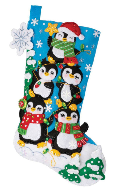 Penguin Tree Trimming Bucilla Felt Stocking Kit available at MerryStockings