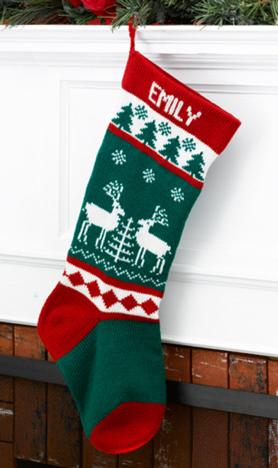 Wool Christmas Stocking Diamond Reindeer