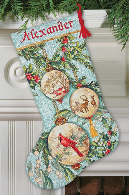 Enchanted Ornament Cross-Stitch Christmas Stocking Kit