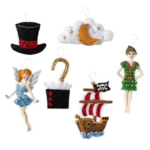 Neverland Bucilla Christmas Ornament kit, set of 6