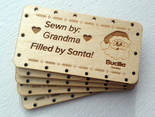 Bucilla WoodenTag from MerryStockings, pack of 5 | Commemorate your work with a wooden tag from MerryStockings!