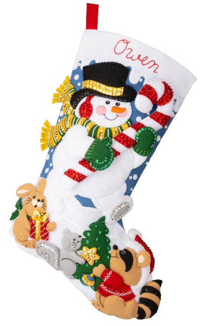 Candy Cane Snowman Bucilla Felt Stocking Kit