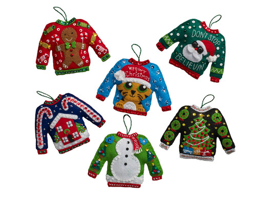 MerryStockings presents Ugly Sweaters Bucilla Felt Ornament Kit