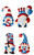 Red, White, Blue Gnomes Felt Ornament kit from Bucilla, set of 4 Group, knockout