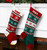 Wool personalized Christmas Stocking Red Snowflakes, matching set