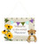 Neutral Baby Welcome TailoredExpressions felt wall hanging with bear, floral accents, banner garland, and personalized name/date.