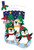 Skating Penguins personalized felt Christmas stocking kit with three penguins ice skating and decorated trees