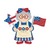 Patriotic Mrs Claus felt ornament holding American flag and star wand in red white and blue colors