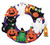 Midnight Mischief Halloween Felt Wreath Kit featuring pumpkins, ghosts, black cat, candy corn, and sequined felt details by MerryStockings.