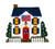 Colonial House from the Liberty Lane THE MANTEL SERIES by MerryStockings featuring an American flag, wreath, picket fence, and patriotic felt details.