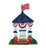 Patriotic Gazebo from the Liberty Lane THE MANTEL SERIES by MerryStockings decorated with bunting, flowers, and an American flag.
