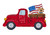 Vintage patriotic pickup truck from the Liberty Lane THE MANTEL SERIES by MerryStockings carrying an American flag and festive decorations.