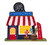 Fireworks Shop from the Liberty Lane THE MANTEL SERIES by MerryStockings featuring striped awnings, patriotic fireworks, and Americana felt details.