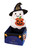 Ghost Halloween felt gift basket filled with candy featuring a smiling ghost wearing a witch hat and holding a jack-o'-lantern by MerryStockings.
