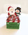 Front view of Santa & Snowman felt Christmas gift basket featuring personalized embroidery and festive candy cane trim.