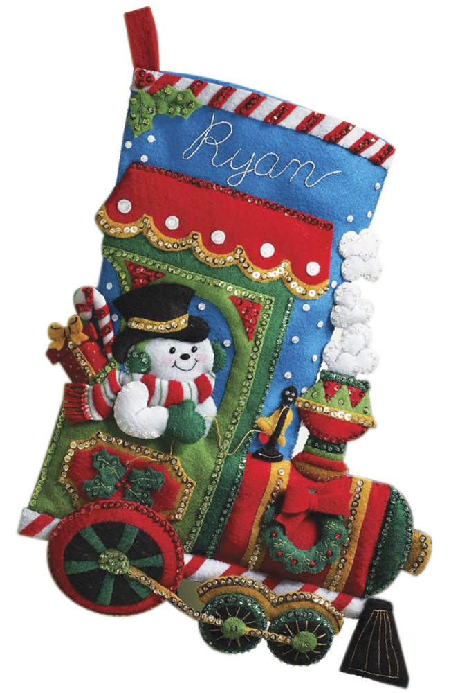 Bucilla Kit Calza Di Natale Fai Da Te 45,7 Cm – Pupazzo Di Neve E Cuccioli In Feltro Con Ricami E Paillettes