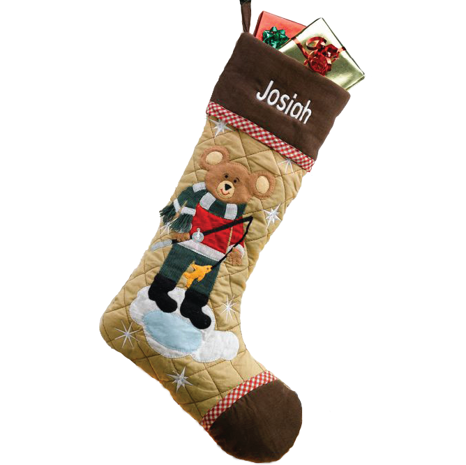 Needlepoint Personalized Christmas Stocking: Teddy Bear Santa Bag